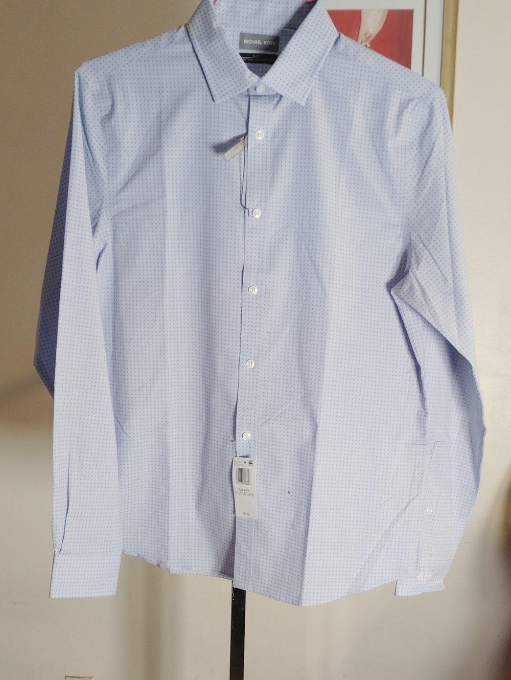 Michael Kors Light Blue Micro-Pattern Dress Shirt